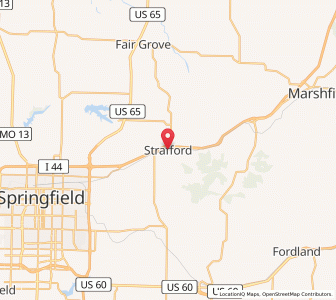 Map of Strafford, Missouri
