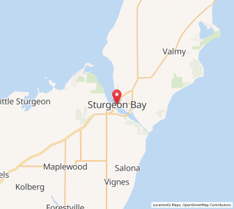 Map of Sturgeon Bay, Wisconsin