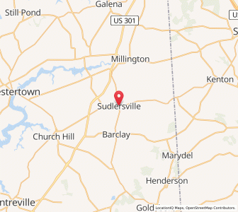 Map of Sudlersville, Maryland