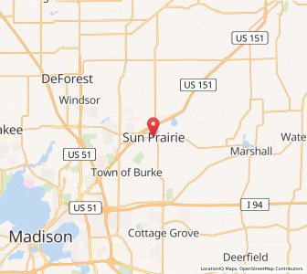 Map of Sun Prairie, Wisconsin