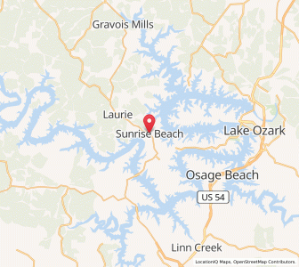Map of Sunrise Beach, Missouri
