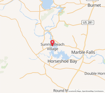 Map of Sunrise Beach Village, Texas