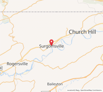 Map of Surgoinsville, Tennessee