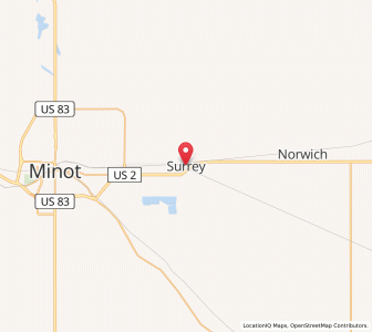 Map of Surrey, North Dakota