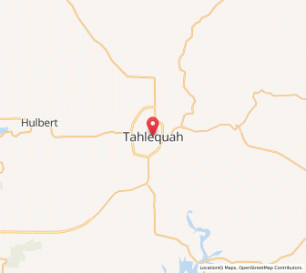 Map of Tahlequah, Oklahoma