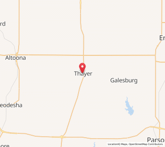 Map of Thayer, Kansas