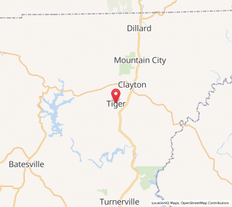 Map of Tiger, Georgia