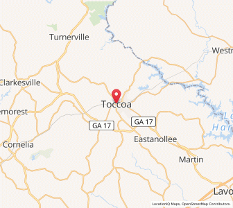 Map of Toccoa, Georgia
