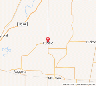 Map of Tupelo, Arkansas