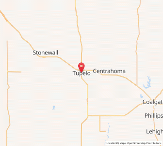 Map of Tupelo, Oklahoma