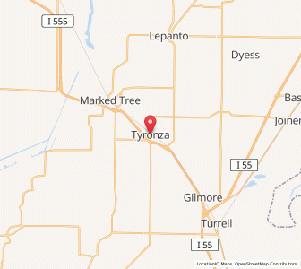 Map of Tyronza, Arkansas