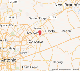 Map of Universal City, Texas