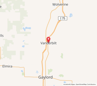 Map of Vanderbilt, Michigan