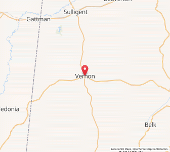 Map of Vernon, Alabama