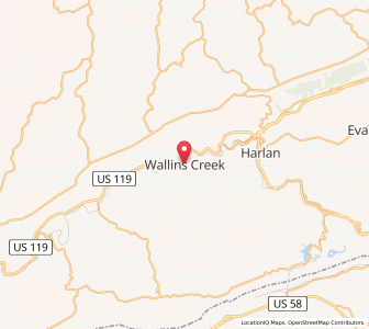 Map of Wallins Creek, Kentucky