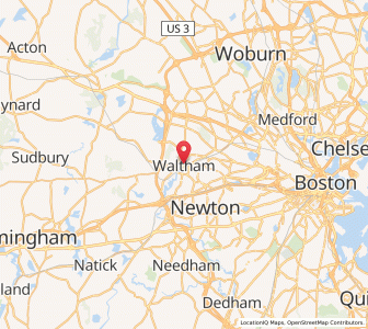 Map of Waltham, Massachusetts