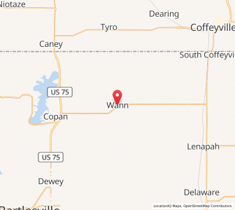 Map of Wann, Oklahoma