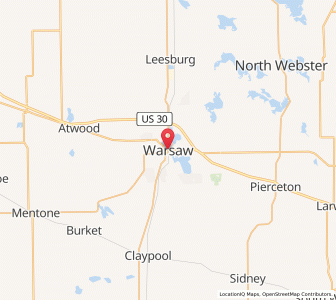 Map of Warsaw, Indiana