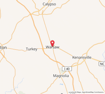 Map of Warsaw, North Carolina