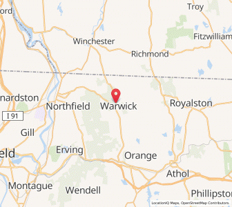 Map of Warwick, Massachusetts