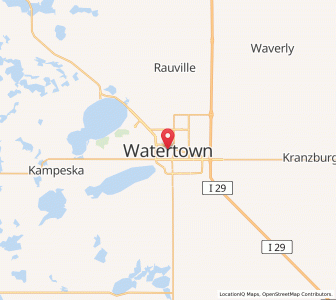 Map of Watertown, South Dakota