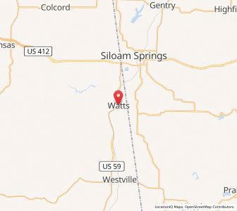 Map of Watts, Oklahoma