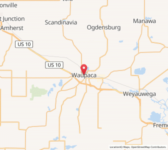 Map of Waupaca, Wisconsin