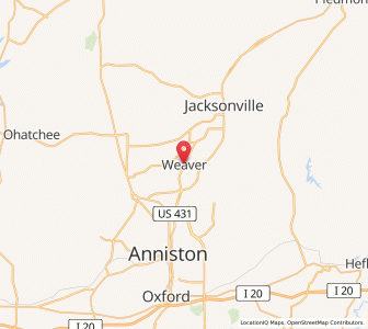 Map of Weaver, Alabama