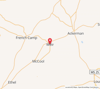 Map of Weir, Mississippi