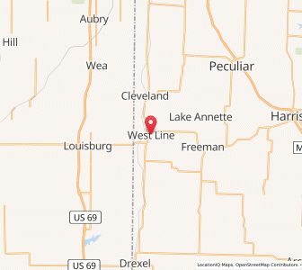 Map of West Line, Missouri