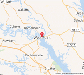 Map of West Point, Virginia