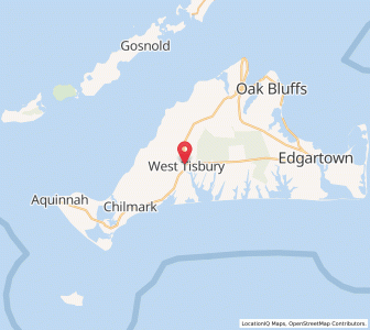 Map of West Tisbury, Massachusetts
