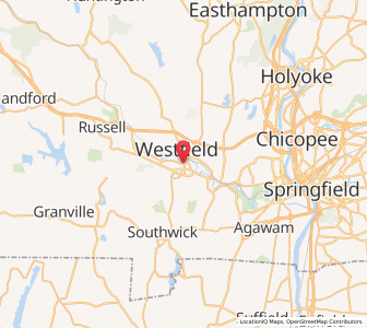 Map of Westfield, Massachusetts