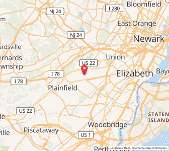 Map of Westfield, New Jersey