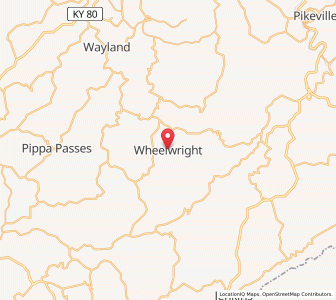 Map of Wheelwright, Kentucky