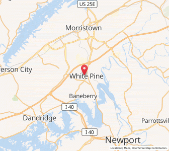 Map of White Pine, Tennessee