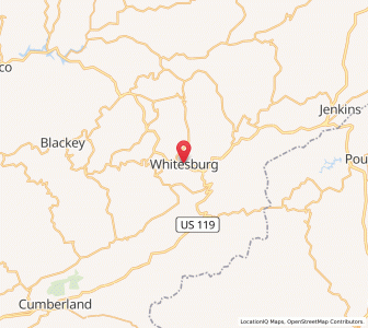Map of Whitesburg, Kentucky