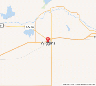 Map of Wiggins, Colorado