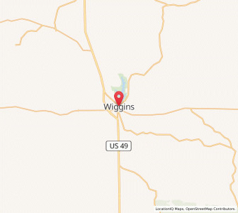 Map of Wiggins, Mississippi