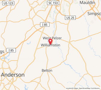 Map of Williamston, South Carolina