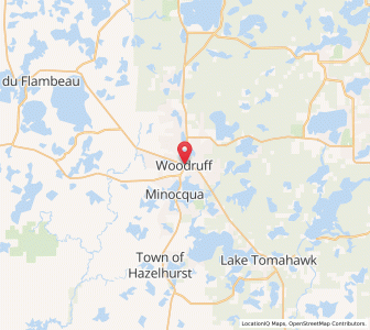 Map of Woodruff, Wisconsin
