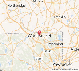 Map of Woonsocket, Rhode Island