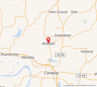 Map of Wooster, Arkansas