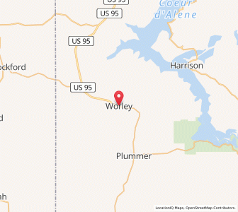 Map of Worley, Idaho