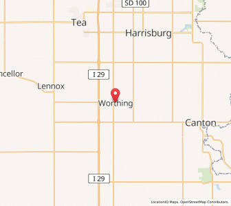Map of Worthing, South Dakota