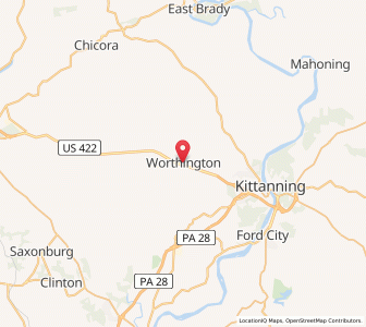 Map of Worthington, Pennsylvania