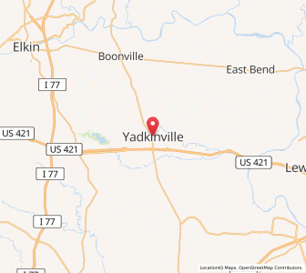 Map of Yadkinville, North Carolina