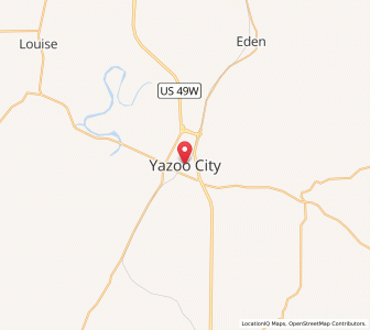 Map of Yazoo City, Mississippi