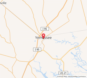 Map of Yemassee, South Carolina