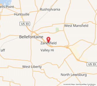 Map of Zanesfield, Ohio